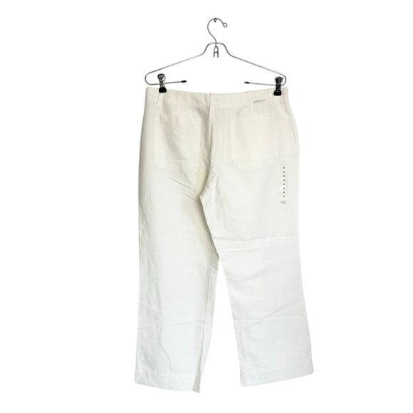 Calvin Klein Jeans Women's Linen Blend Cropped Pants in White - Sz 10 - NWT - Picture 2 of 7